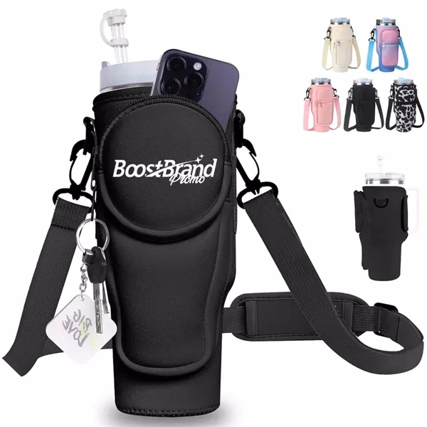 Custom Thermal Water Bottle Carrier with Zippered Pockets — Outdoor Promo