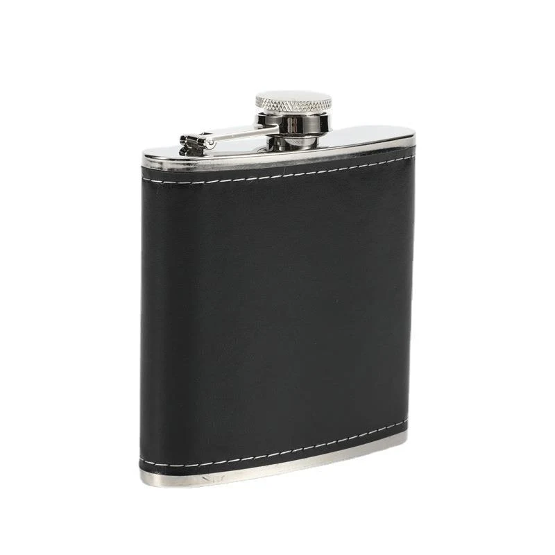 Leatherette Wrapped 6oz Stainless Flask 1