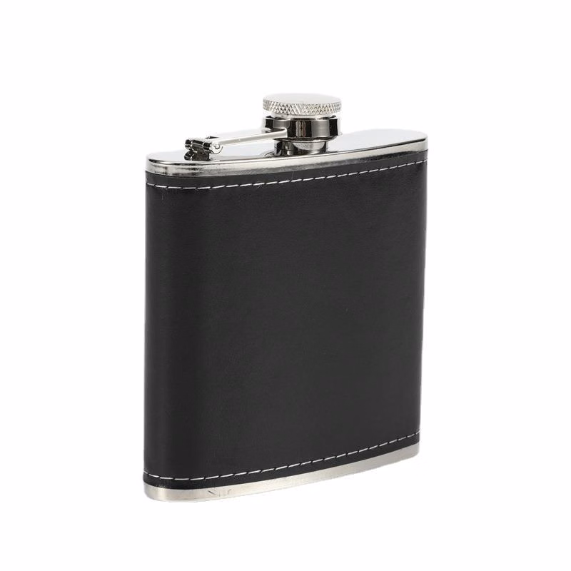Leatherette Wrapped 6oz Stainless Flask