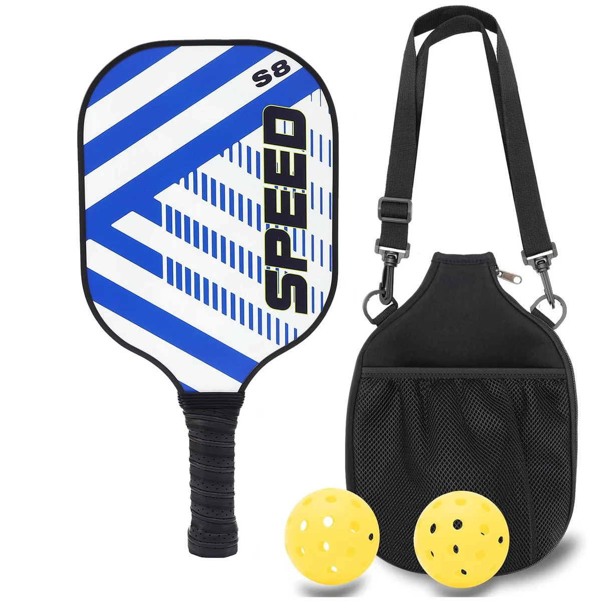 Glass Fiber Pickleball Racket Paddle & Ball Set w/ Shoulder Bag 1