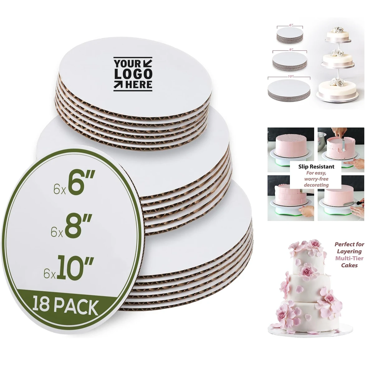 18 Pieces Sets 6, 8 and 10 Inches Cake Board Rounds 1