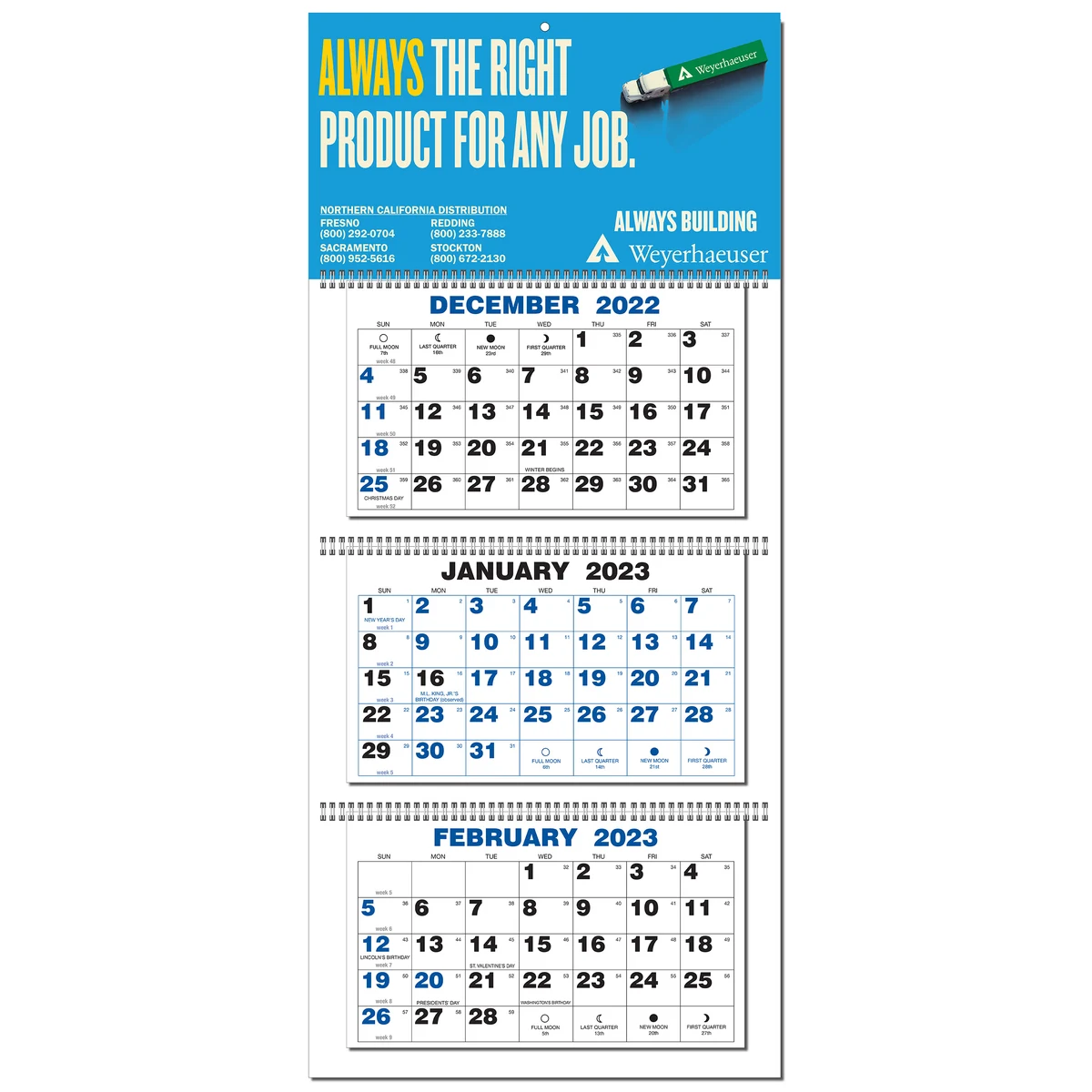 3 Month View Wall Calendar 1