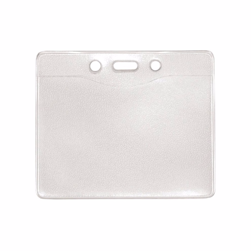 3.60" W x 3.05" H - Horizontal Clear Vinyl Badge Holder (Blank)
