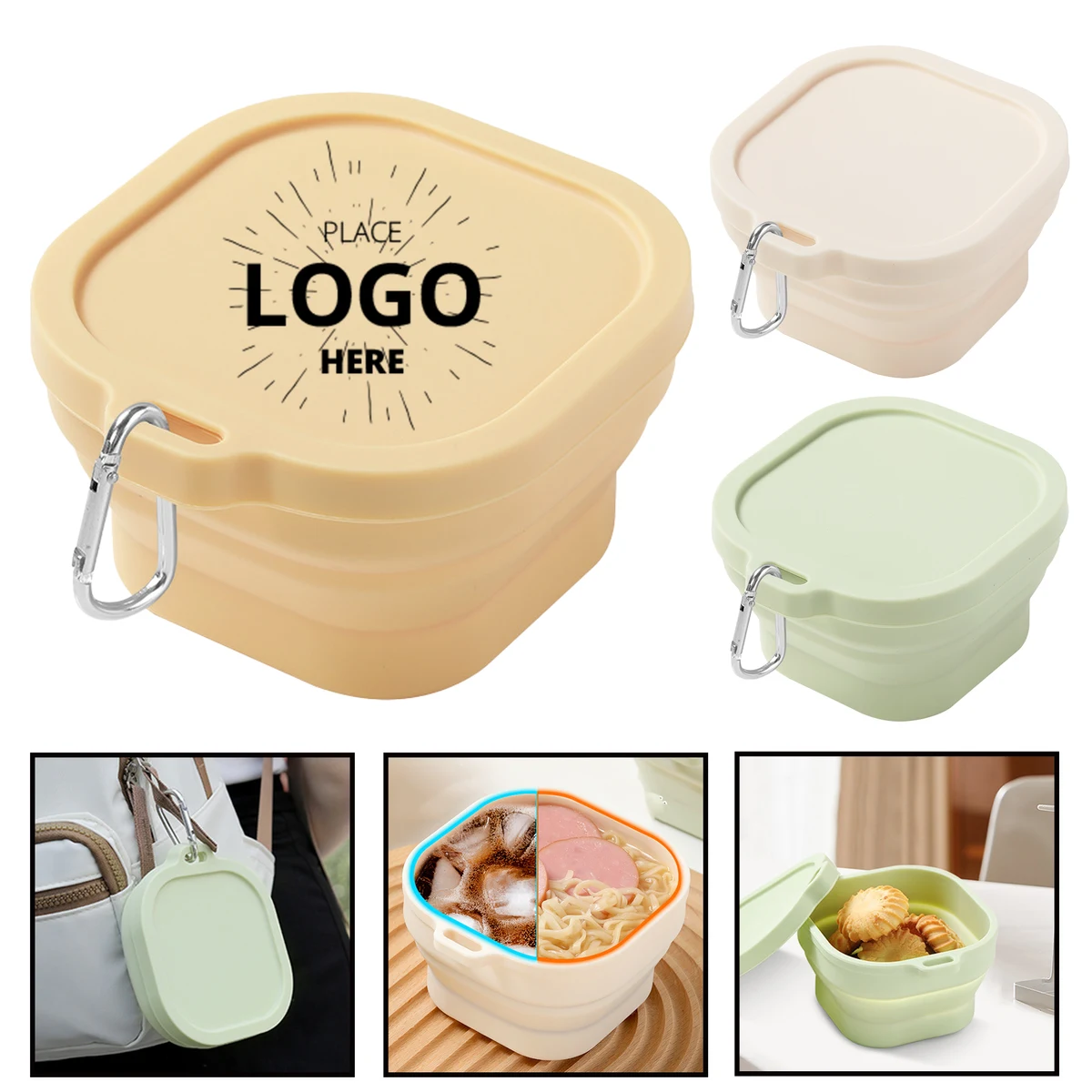 Silkscreened Silicone Collapsible Food Bowl 14oz 1