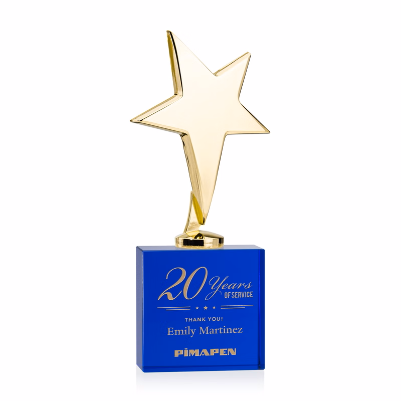 Tuscany Gold Star on Woodlawn Base - Blue