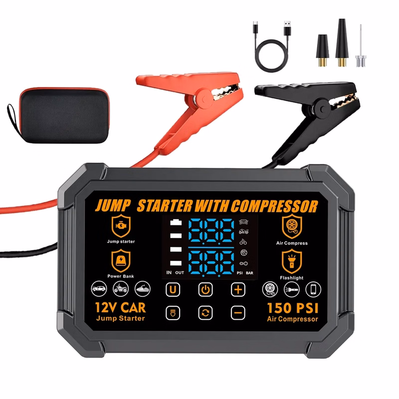 Portable 4-in-1 Jump Starter with Air Compressor