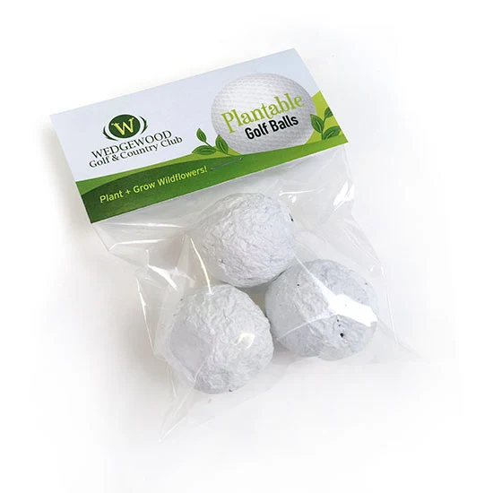"Plantable Golf Balls" Seed Bombs Cellopack 3 1