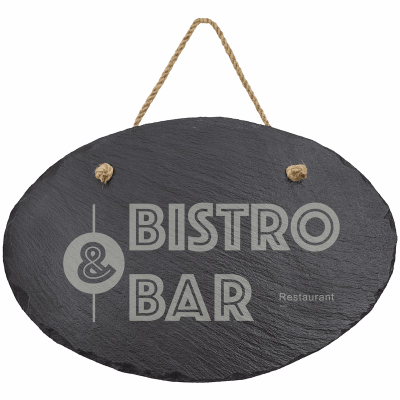 11 3/4" x 7 3/4" Oval Slate Decor with Hanger String