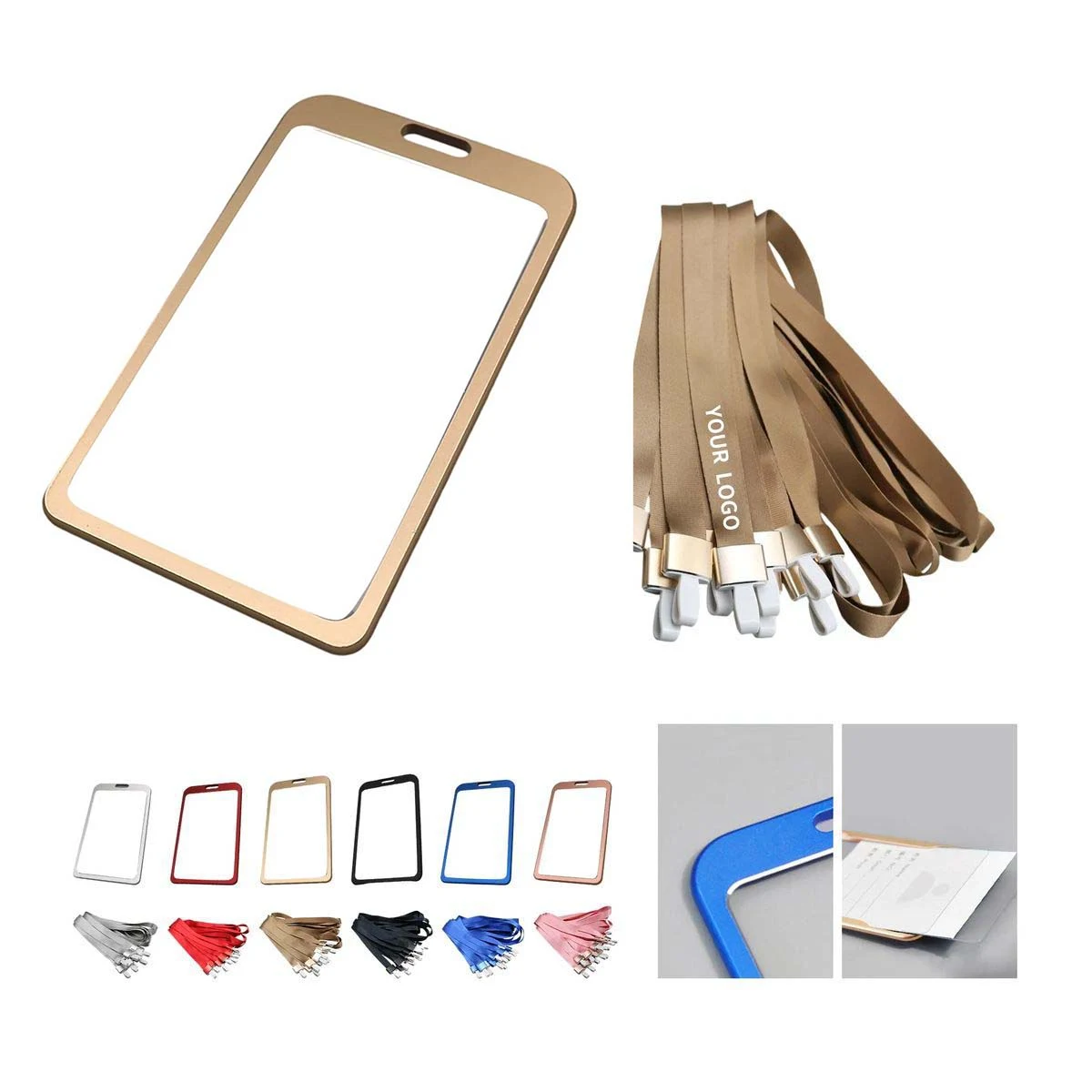 Aluminum Badge Holder with Lanyard Strap 1