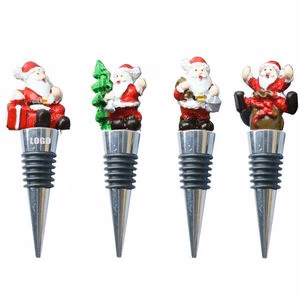 4 Piece Happy Santa Claus Wine Stopper Set
