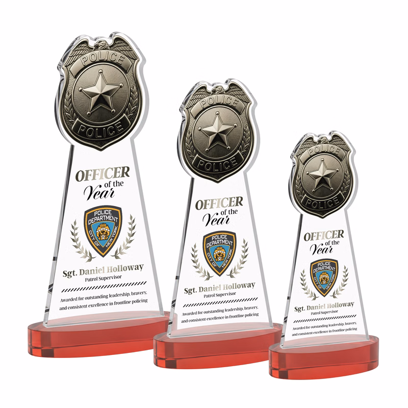 Police Badge VividPrint™ Award on Alberton Base - Red