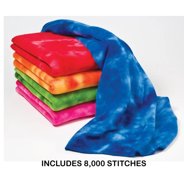 Tie Dye Fleece Blanket - Embroidered 1