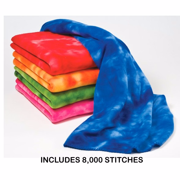 Tie Dye Fleece Blanket - Embroidered