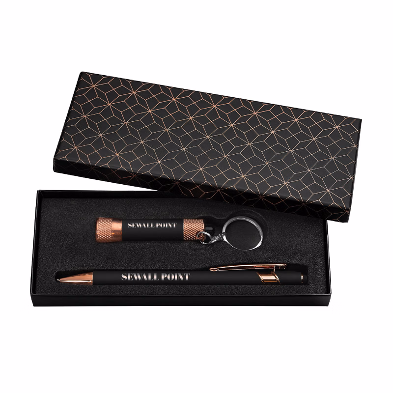 Luxe Geometric LED Mini Light & Pen Gift Set