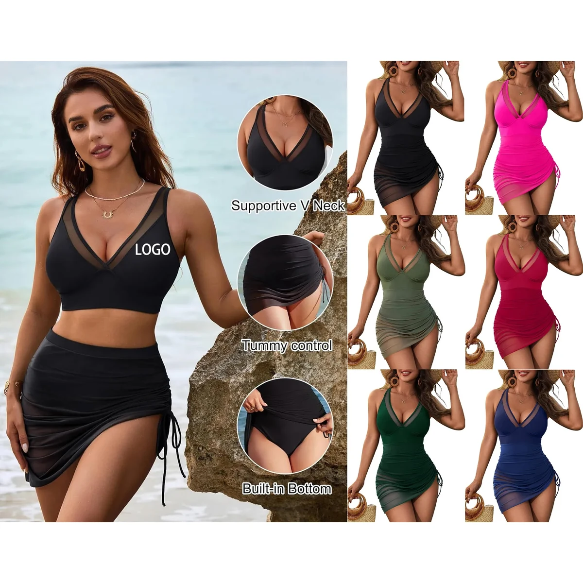 Tummy Control Swimdress with Wrap 1