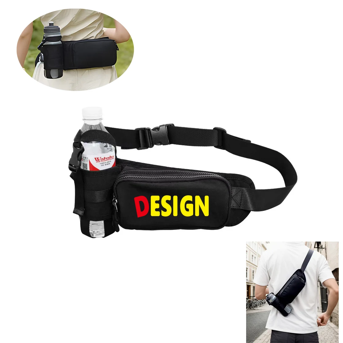 Outdoor Waist Pack with Bottle Holder and Adjustable Fit 1