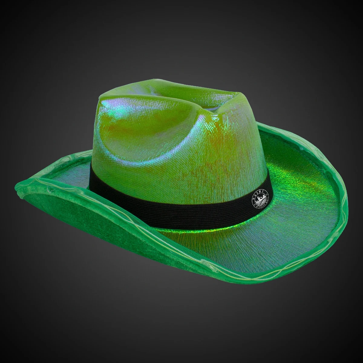Green Iridescent Light Up Cowboy Hat(Black Imprinted Band) 1