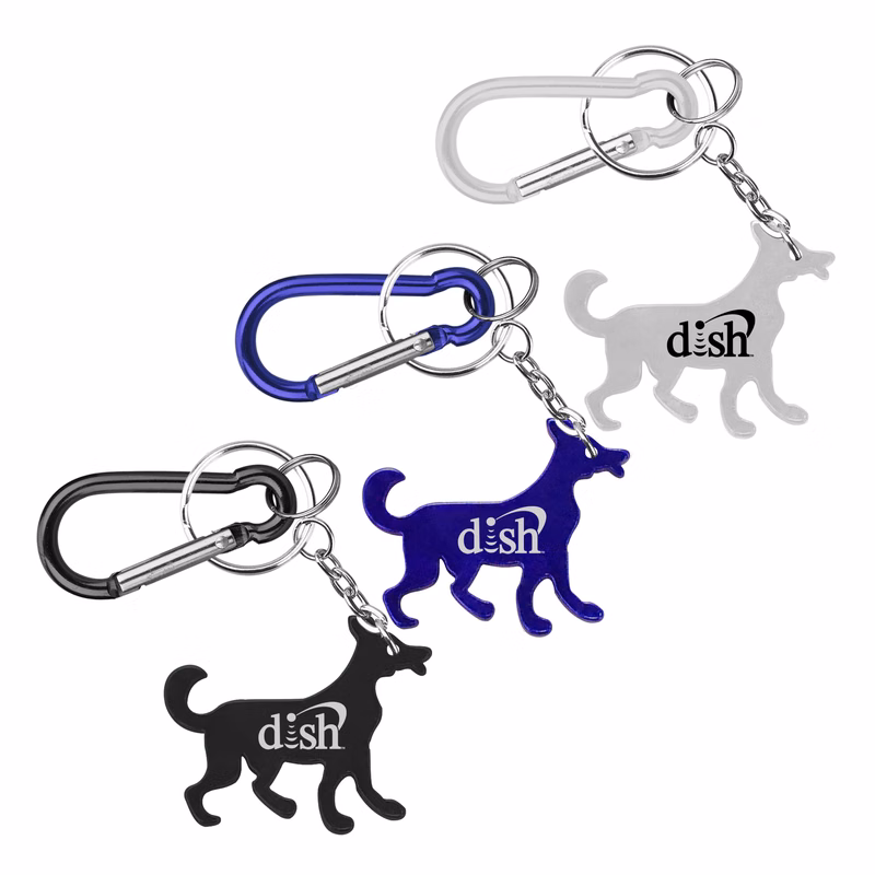 Dog shape bottle opener with key chain & Carabiner
