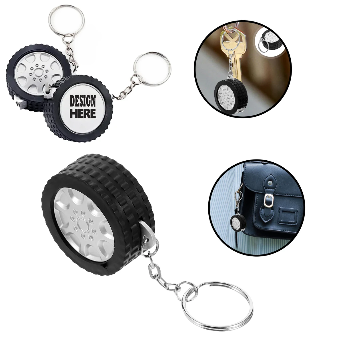 Tire Design Mini Tape Measure Keychain 1