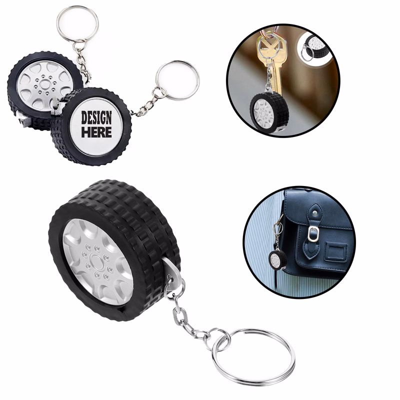 Tire Design Mini Tape Measure Keychain