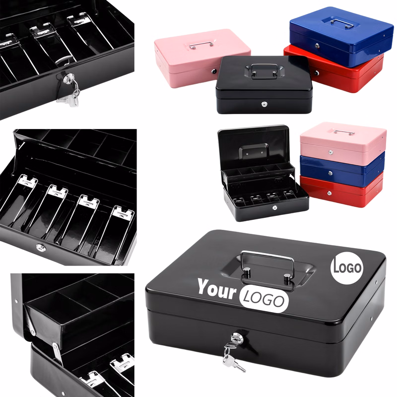 Portable Keyed Metal Cash Box With Custom Print