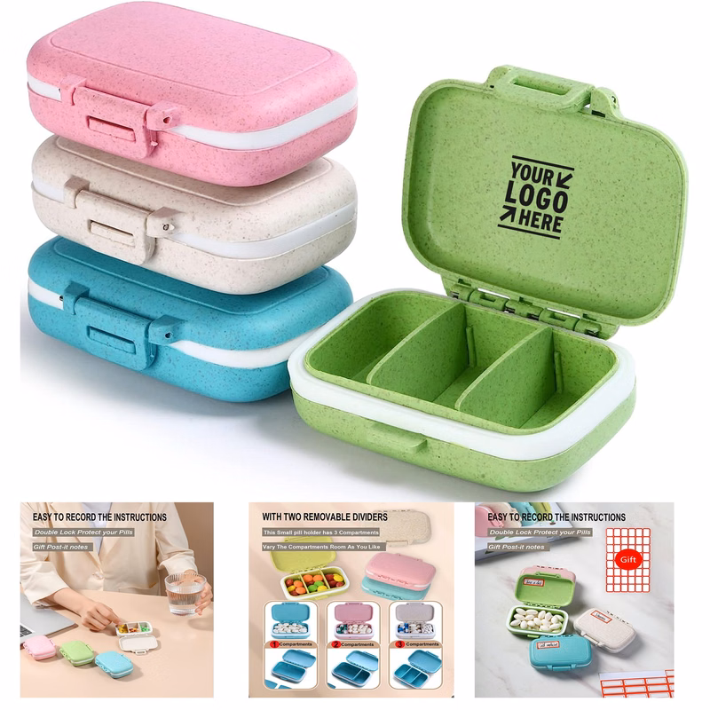 3 Removable Compartments 4Pcs BPA Free Pill Case Travel Vitamin Medicine Organizer
