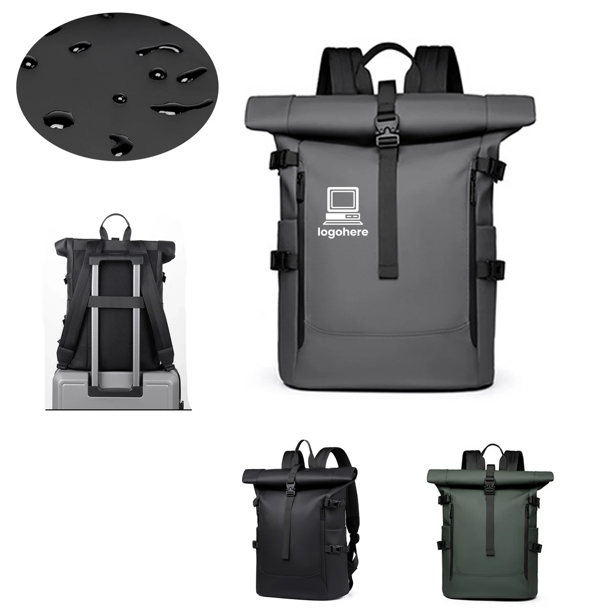MOQ 10 Waterproof PU Business Laptop Backpack 1