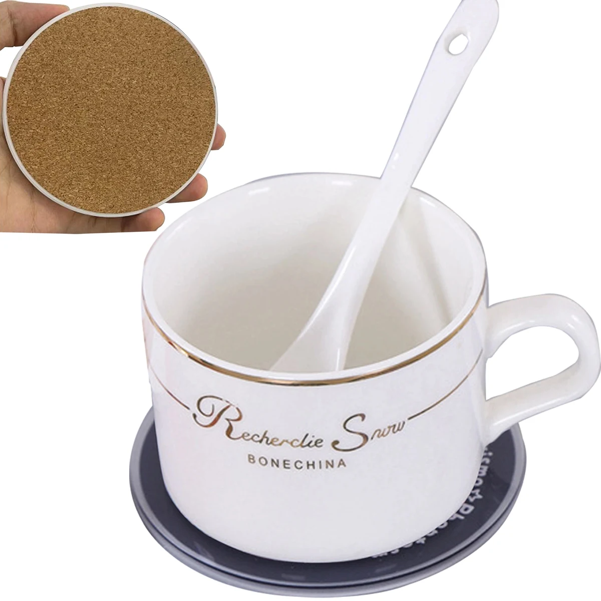 Round Acrylic Coaster With Cork Cear Drink Holder Circle 1