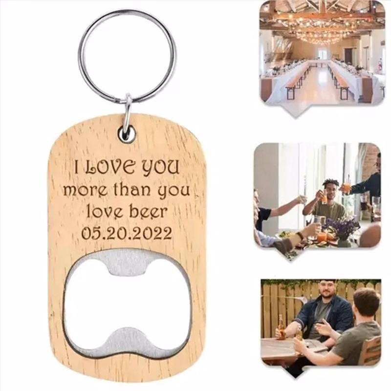 Wooden Bottle Opener Keychain
