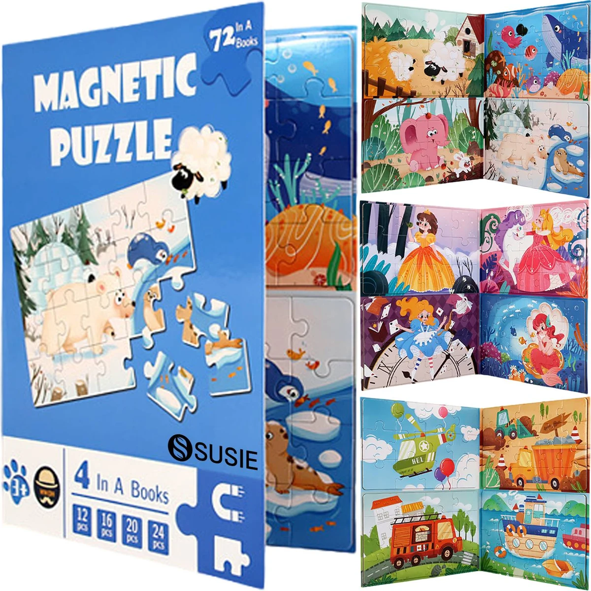 4 in 1 Kids Magnetic Book-Style Puzzle 1