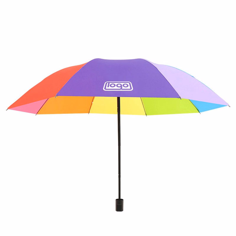 Portable Rainbow Folding Umbrella Compact Durable Travel