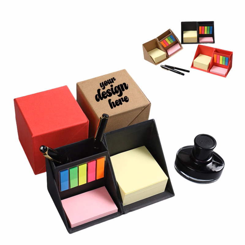 Folding Cube Box Sticky Notes With Pen Holde