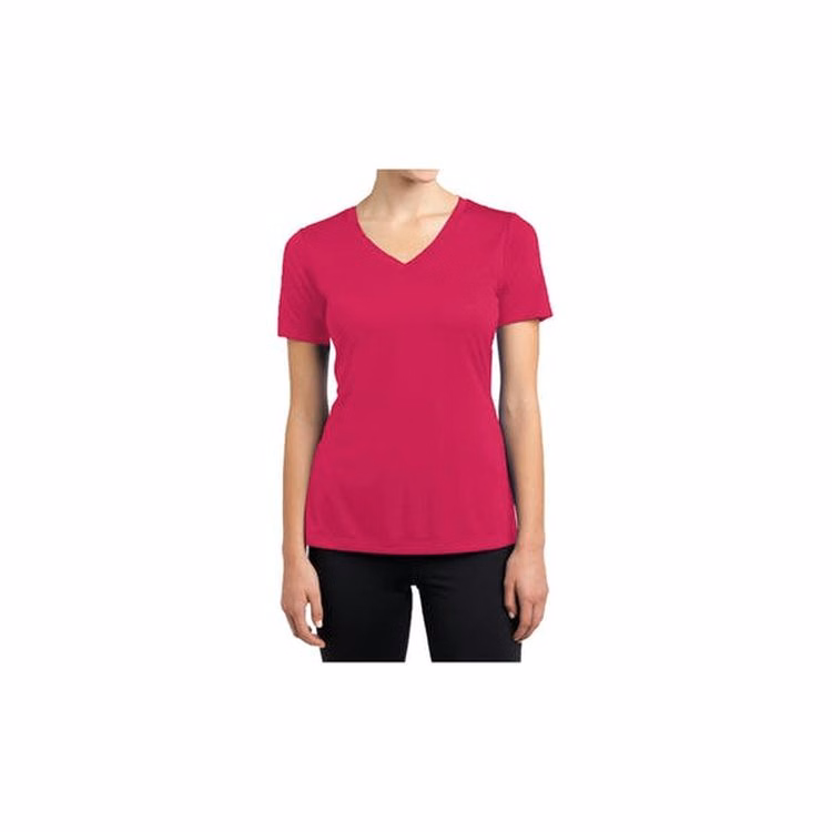 Women's V-Neck Fitted Tees - Magenta XL Cotton Short Sleeve