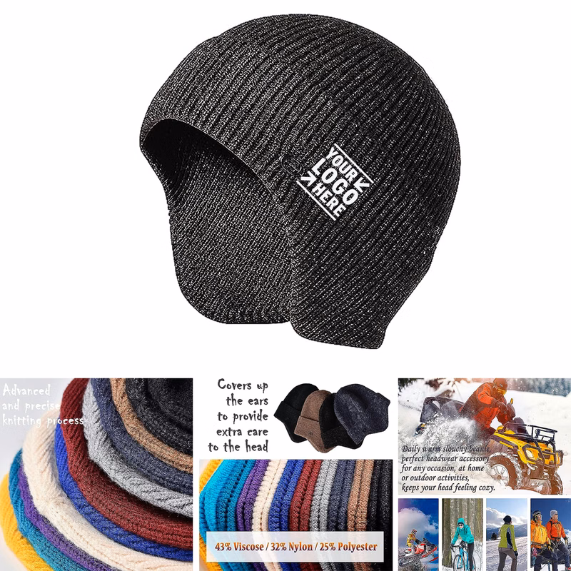 Men Women Warm Daily Headwear Ear Covers Winter Knit Beanie Hat