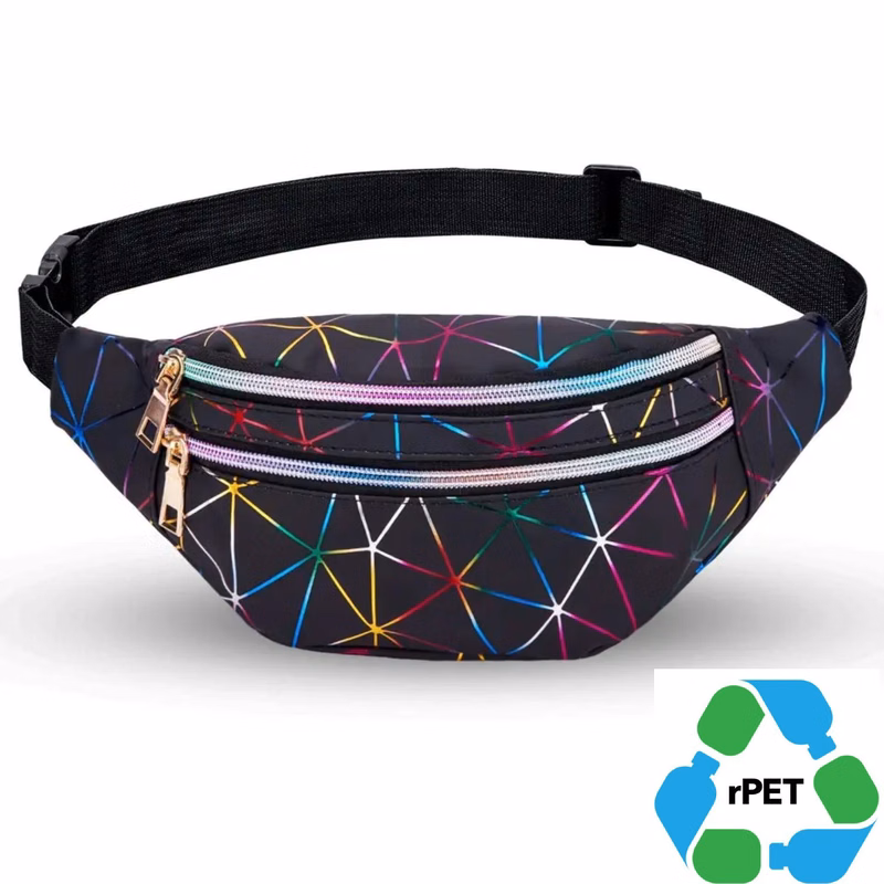 Two Zipper 13" x 6" rPET Recycled 600D Polyester Sublimation Fanny Pack