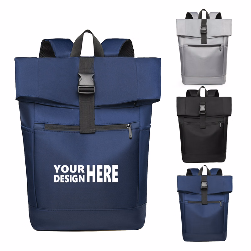 MOQ 10 Waterproof Nylon Laptop Backpack Roll Top Design