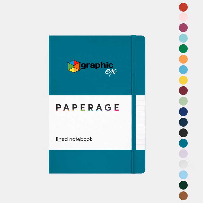 PAPERAGE® Executive Leather Hard Cover Lined Journal Notebook with Elastic Band Closure