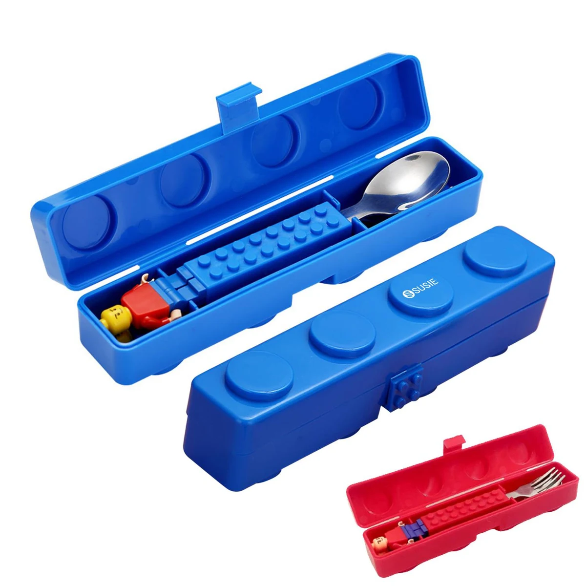 Stainless Steel Building Block Fork Spoon Kids Tableware Set 1