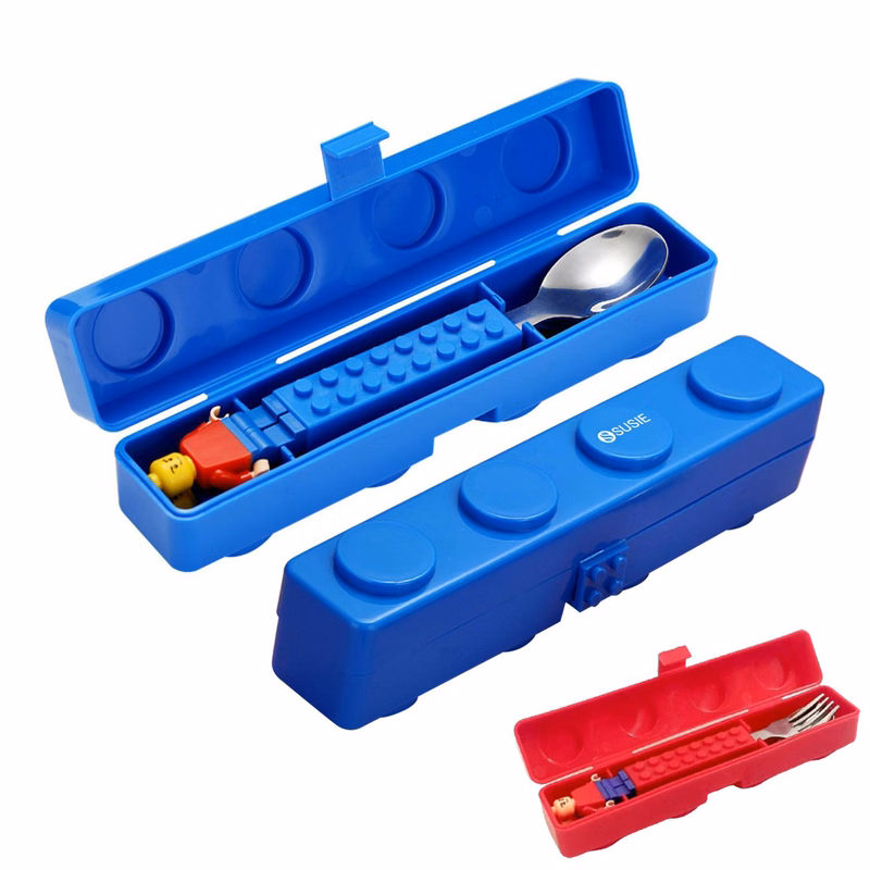 Stainless Steel Building Block Fork Spoon Kids Tableware Set