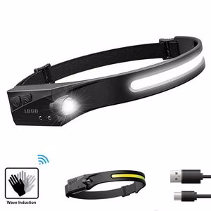 Portable LEDFlashlight Headlamp With Sensor And Soft Silicone Band