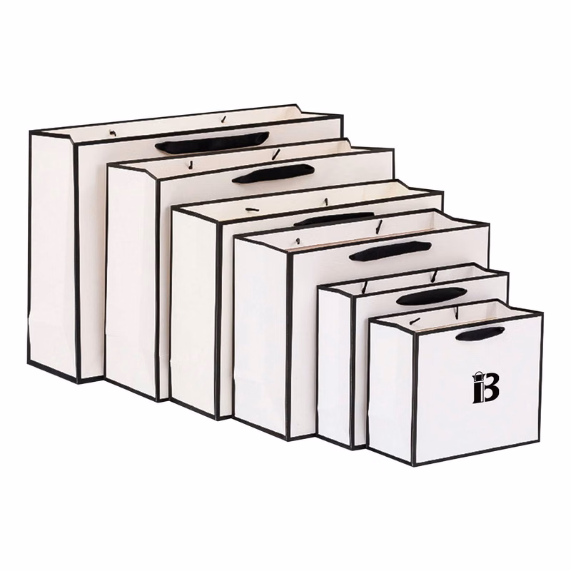 Kraft Paper Shopping Gift Bags With Black Border