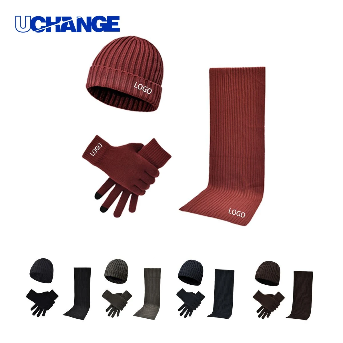 Scarf Gloves Beanie Combo Set 1