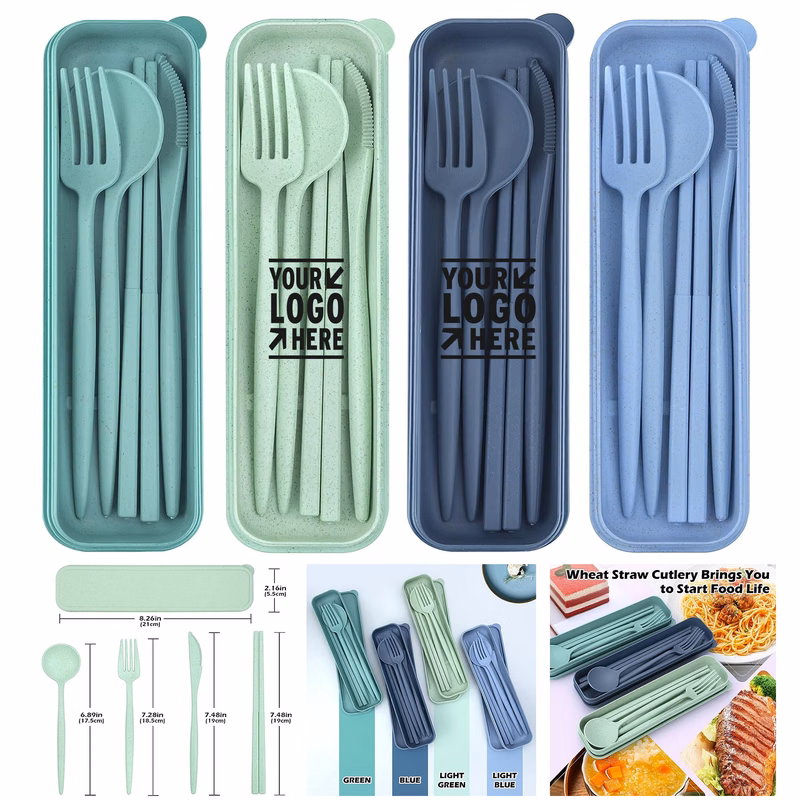 Portable Reusable Travel Utensil Lunch Box Accessory Case Set