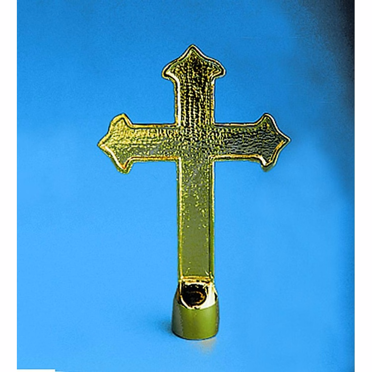 Golden Plated Fancy Cross Indoor Flag Pole Ornament