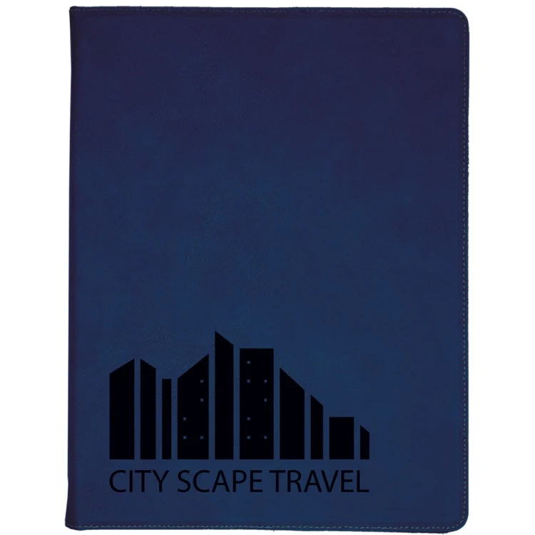 9 1/2" x 12" Blue/Black Leatherette Portfolio with Notepad 1