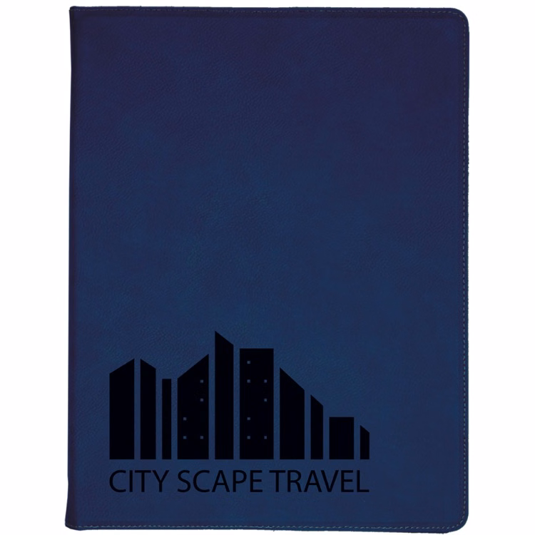 9 1/2" x 12" Blue/Black Leatherette Portfolio with Notepad