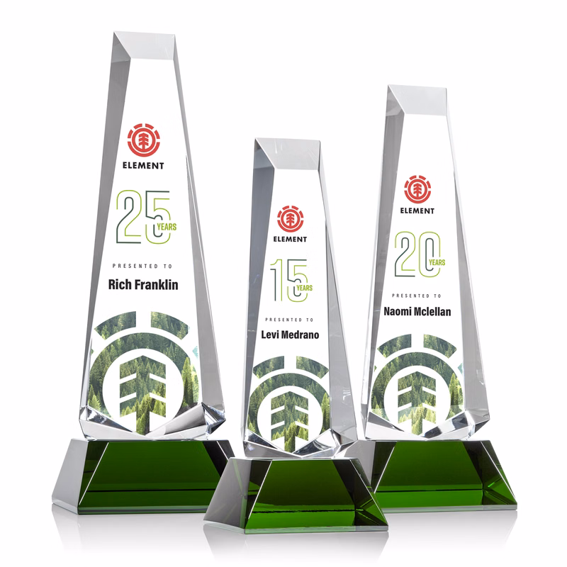 Rustern Obelisk VividPrint™ Award on Base - Green