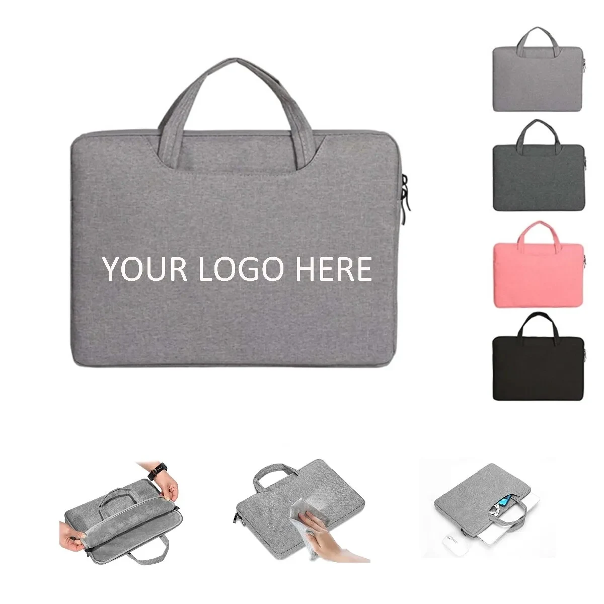 15.6'' Laptop Sleeve w/ Handle & Two Zippered 1