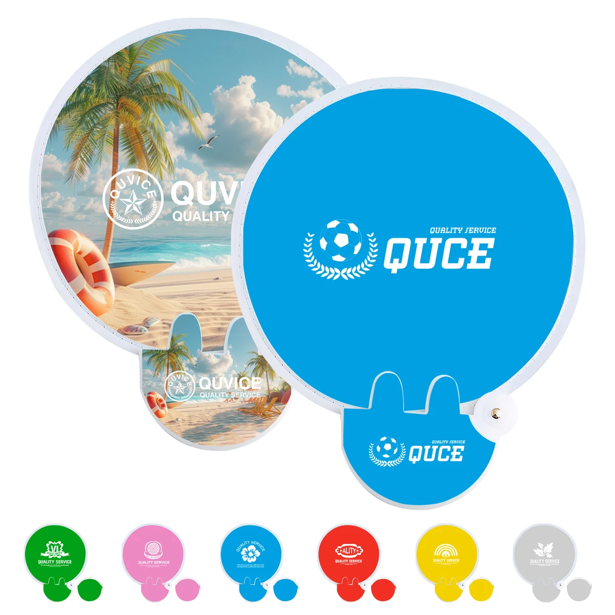 Full Color Foldable Polyester Fan With Handle & Pouch 1