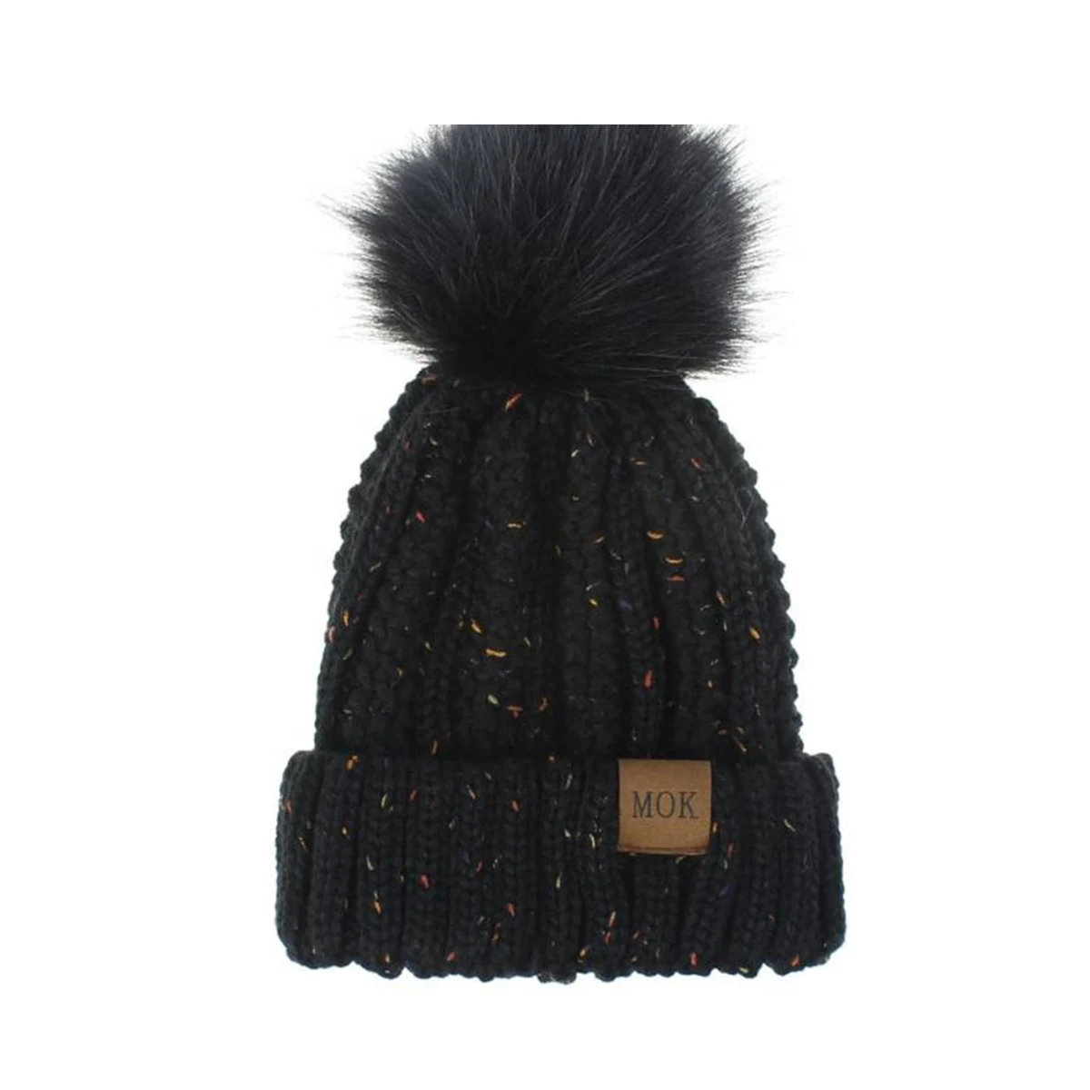 Adult Winter Knitted Hat Fur Pom Knit Beanie 1